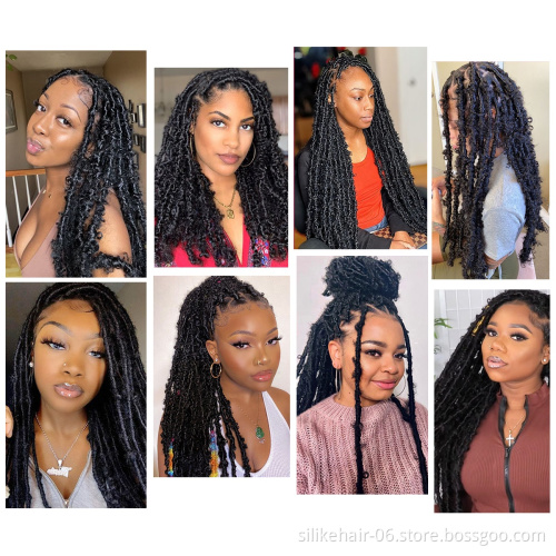 Butterfly Bob Faux Locs Crochet Braids Hair Black Messy Soft 14inch Butterfly locs  Distressed Butterfly Locs Crochet Hair